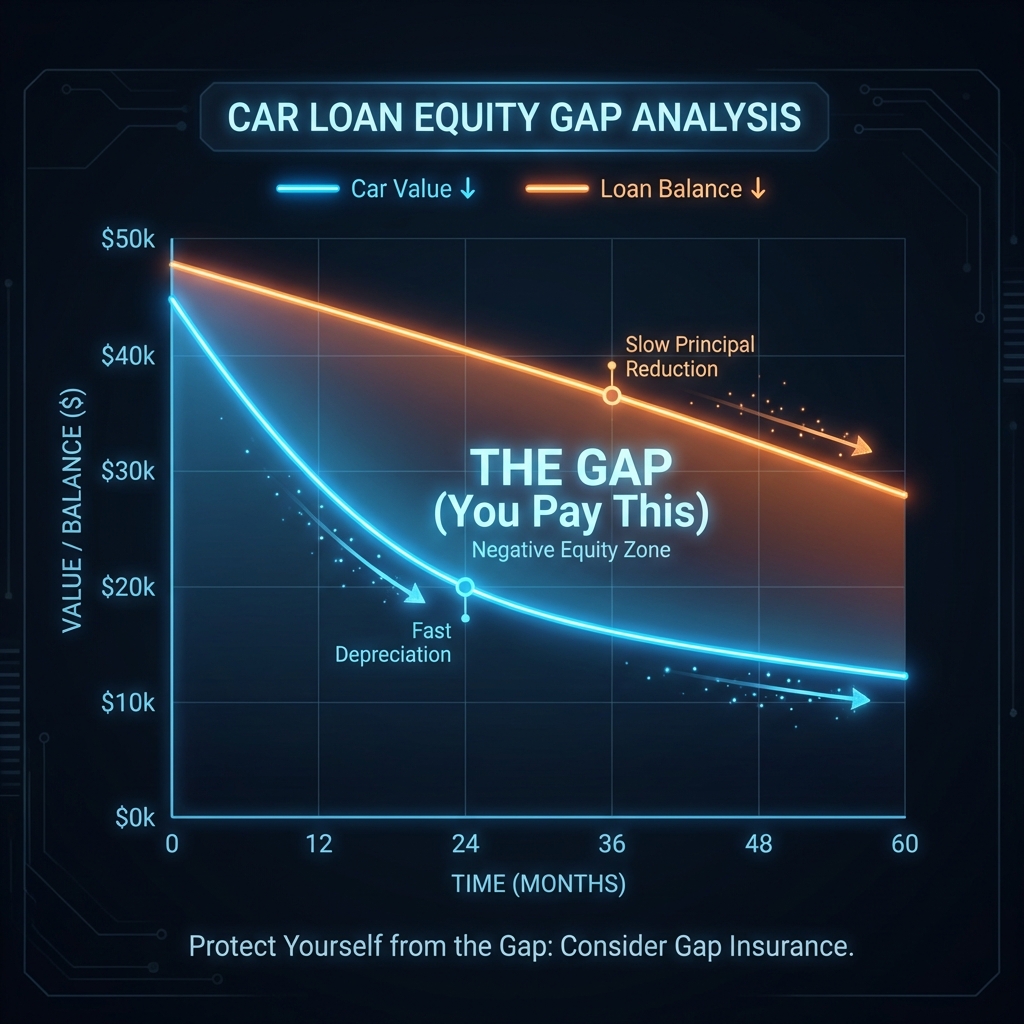Chart showing depreciation vs loan payoff curves